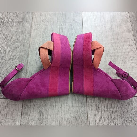 H by Halston GiGi Hot Pink Suede Platform Sandals Fuchsia Magenta Sz 7 - Picture 3 of 12